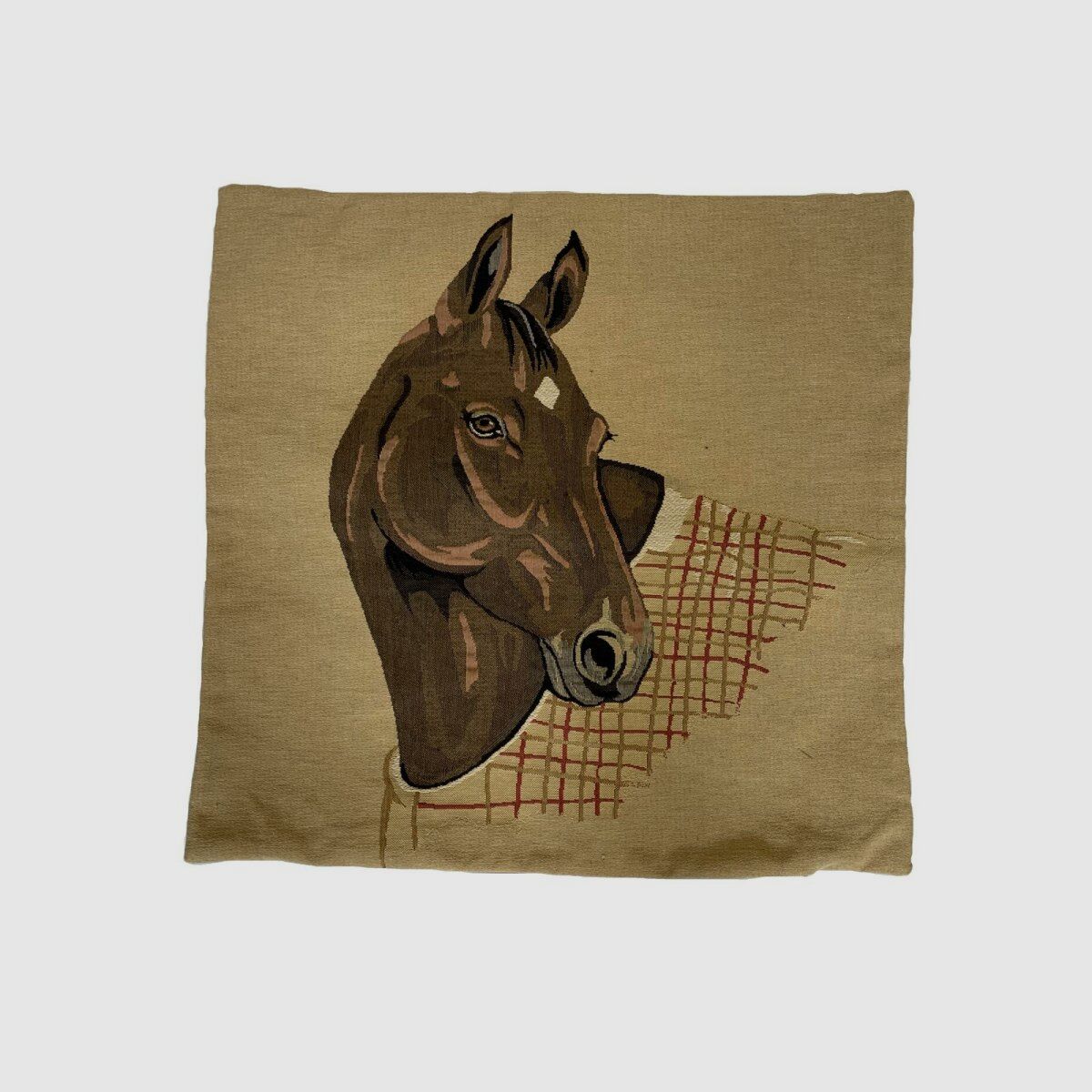 Cojín Lovergreen con motivo de cabeza de caballo Alezan, cabeza del lado derecho