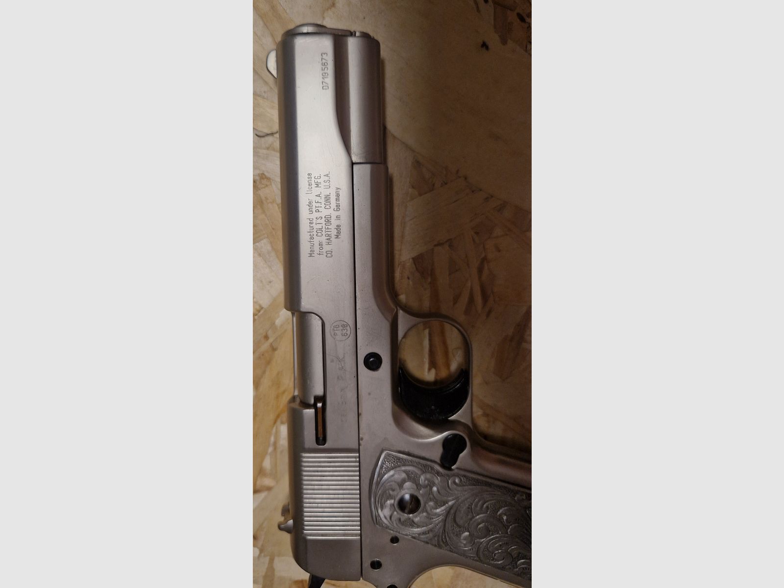 COLT GOVERNMENT 1911  A1 / SILBER / CHROME  / mit  Zubehör / cal. 9mm P.A.K. / PTB 638 / SCHRECKSCHUSS GAS PISTOLE SILVESTER SELBSTVERTEIDIGUNG SAMMLUNG  -----> Beschreibung lesen <------