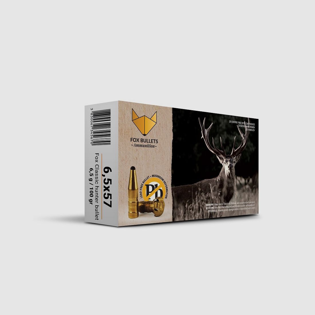 Fox Bullets Classic Hunter 6,5x57 6,5 g / 100 gr bleifreie Munition – 20 Patronen