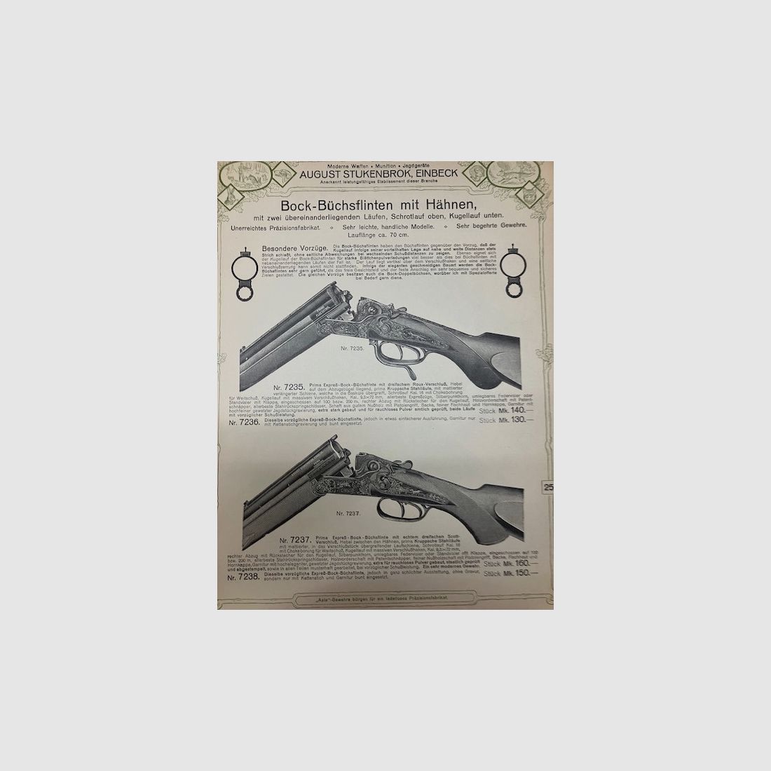 Catalogue d'armes August Stukenbrok Einbeck, Armes modernes, Munitions, Articles de chasse