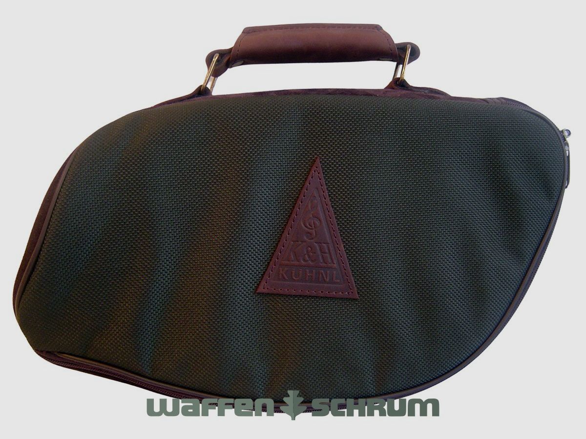 Kühnl&Hoyer Plesshorn-Tasche grün / gefüttert mit Lederapplikation u. Ledergriff