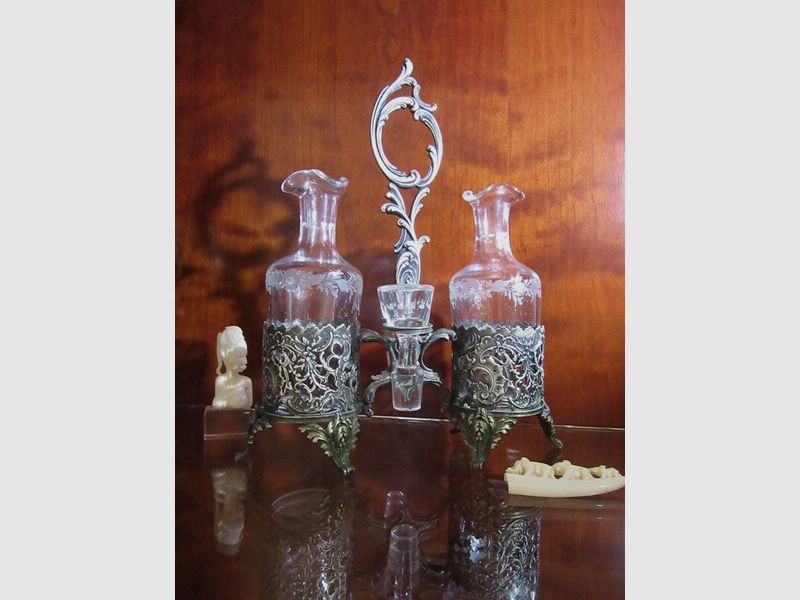 Silber Menage Essig Öl 1900 Antik A. Frenais Paris Historismus Rokoko