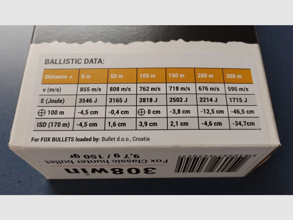 Fox Bullets Hunter Classic .308 Win 150gr 9.7g lead-free