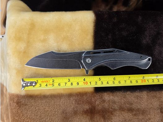 Taktyczny nóż składany z wykończeniem Stonewash, klipsem do paska i flipperem (nóż jednoręczny / EDC)