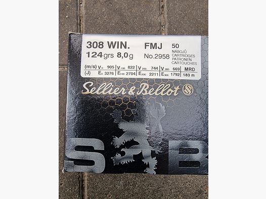 Sellier & Bellot .308 Win. Full metal jacket 9.5g/147grs and 8.0g/124grs