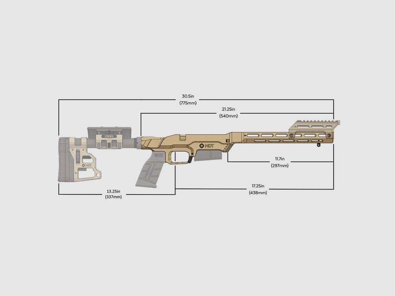 MDT LSS-XL Gen 2 Carbine Stock Chassis System Remington 700 LA RH FDE