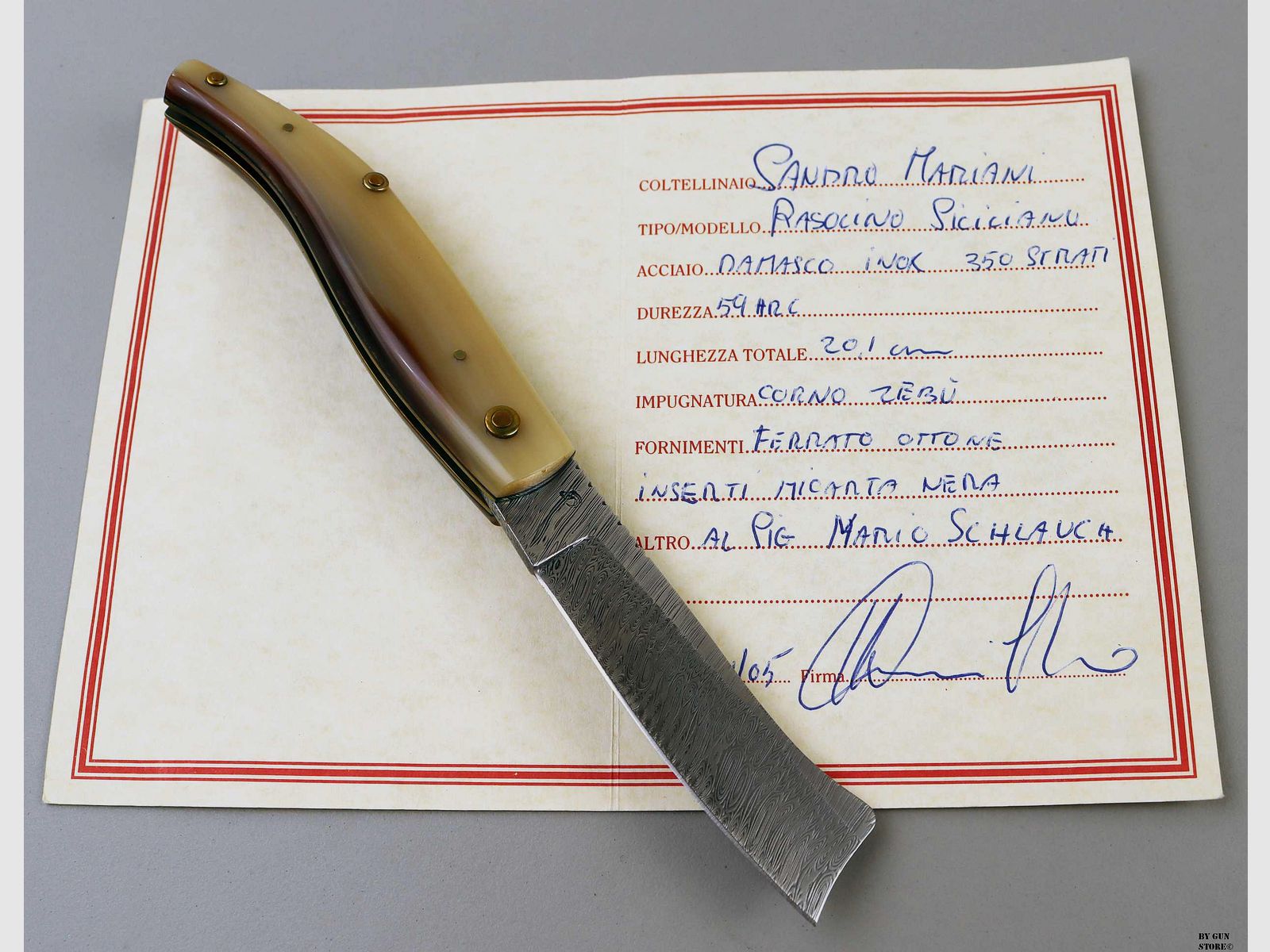 Couteau Sandro Mariani mod. Rasolino Siciliano lame damassée 20 cm., image 7 sur 7