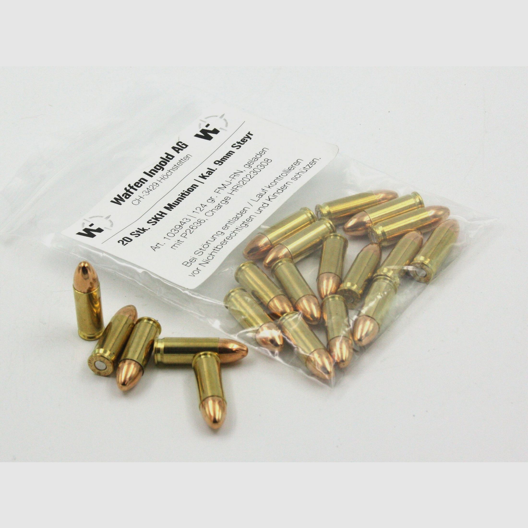 SKH, 9 mm Steyr, FMJ-RN, 124 gr., 20 pz.