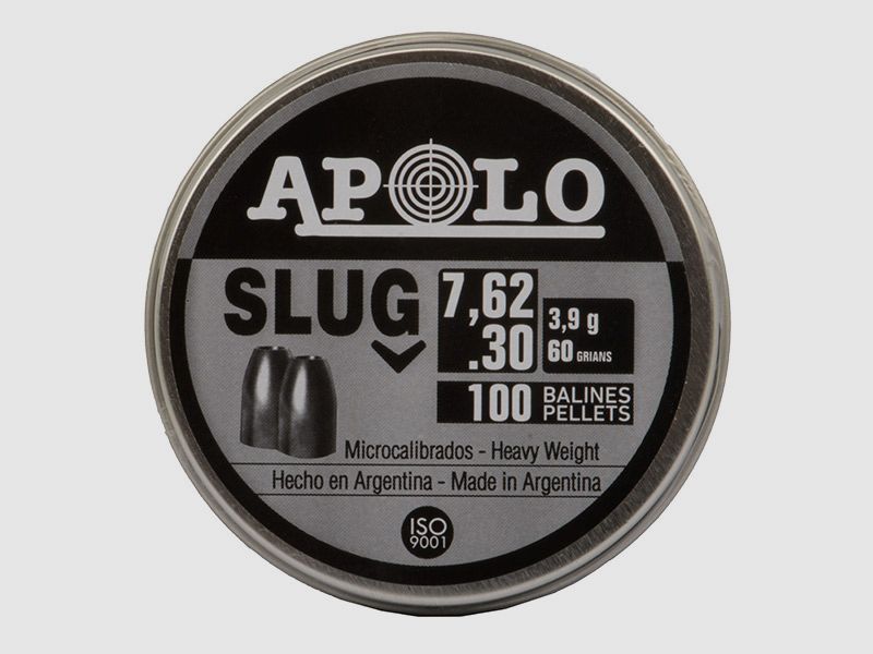 Hohlspitz Diabolos Apolo Slug Kaliber 7,62 mm 3,9 g 60 gr glatt 100 StĂĽck