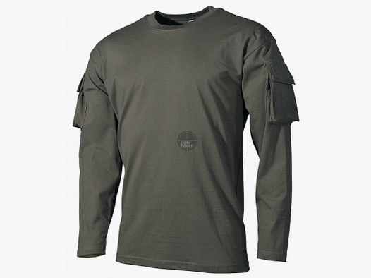 US Shirt, langarm, oliv,mit rmeltaschen