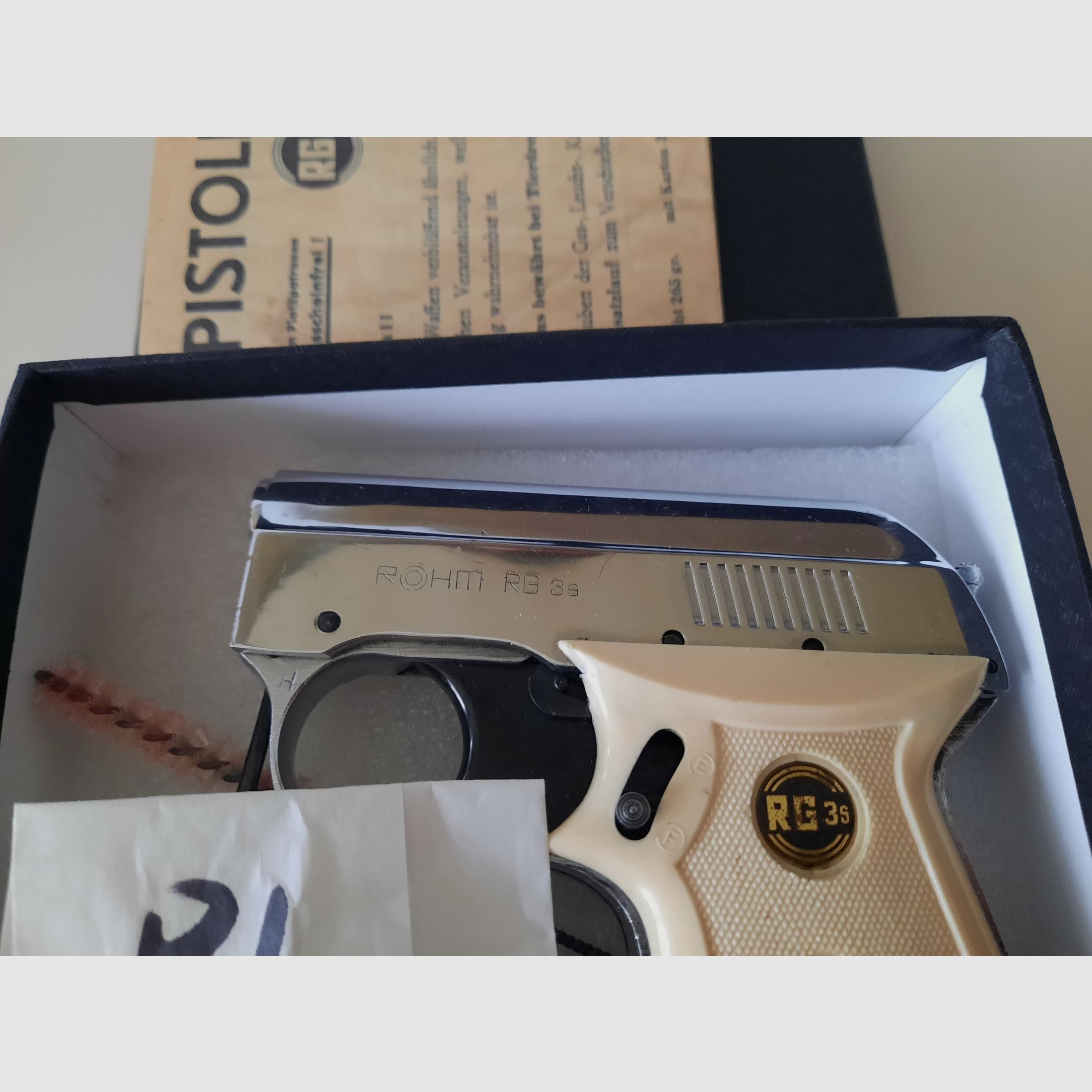 Röhm RG 3s finition chromée avec rare gobelet de lancement