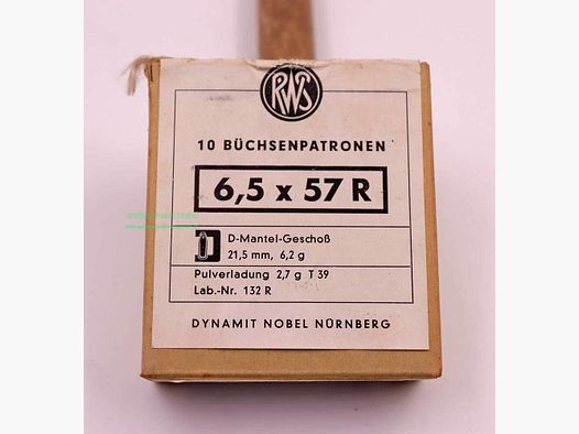 RWS (WZd.Fa.Rottweil) Büchsenpatronen 6,5x57R