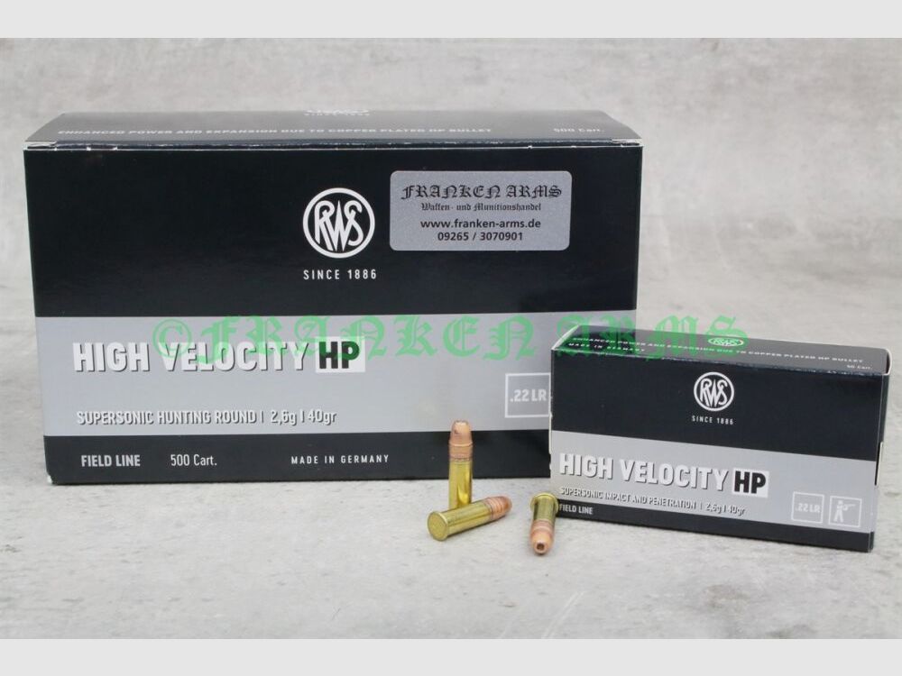 RWS High Velocity HP 40gr. 2,6g 50Stück Staffelpreise