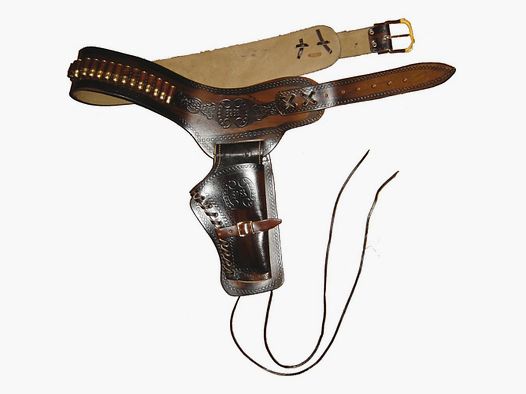 Westernriem Denix Bruin - Voor 1 of 2 Revolvers - Duurzaam Synthetisch Leer - Authentieke en Praktische Stijl