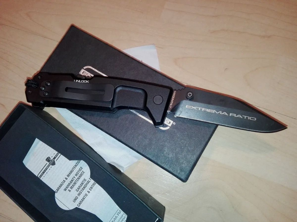 Wyprzedaż! Extrema Ratio Fulcrum II D nóż składany, czarny, nowy, z paragonem
