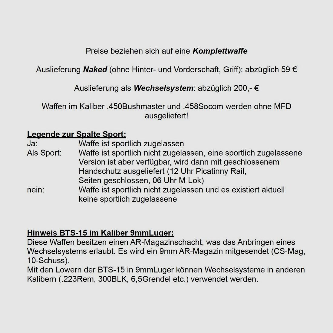 Bavarian Tactical Systems BTS BTS-15 AR15 Komplettwaffe oder Wechselsystem