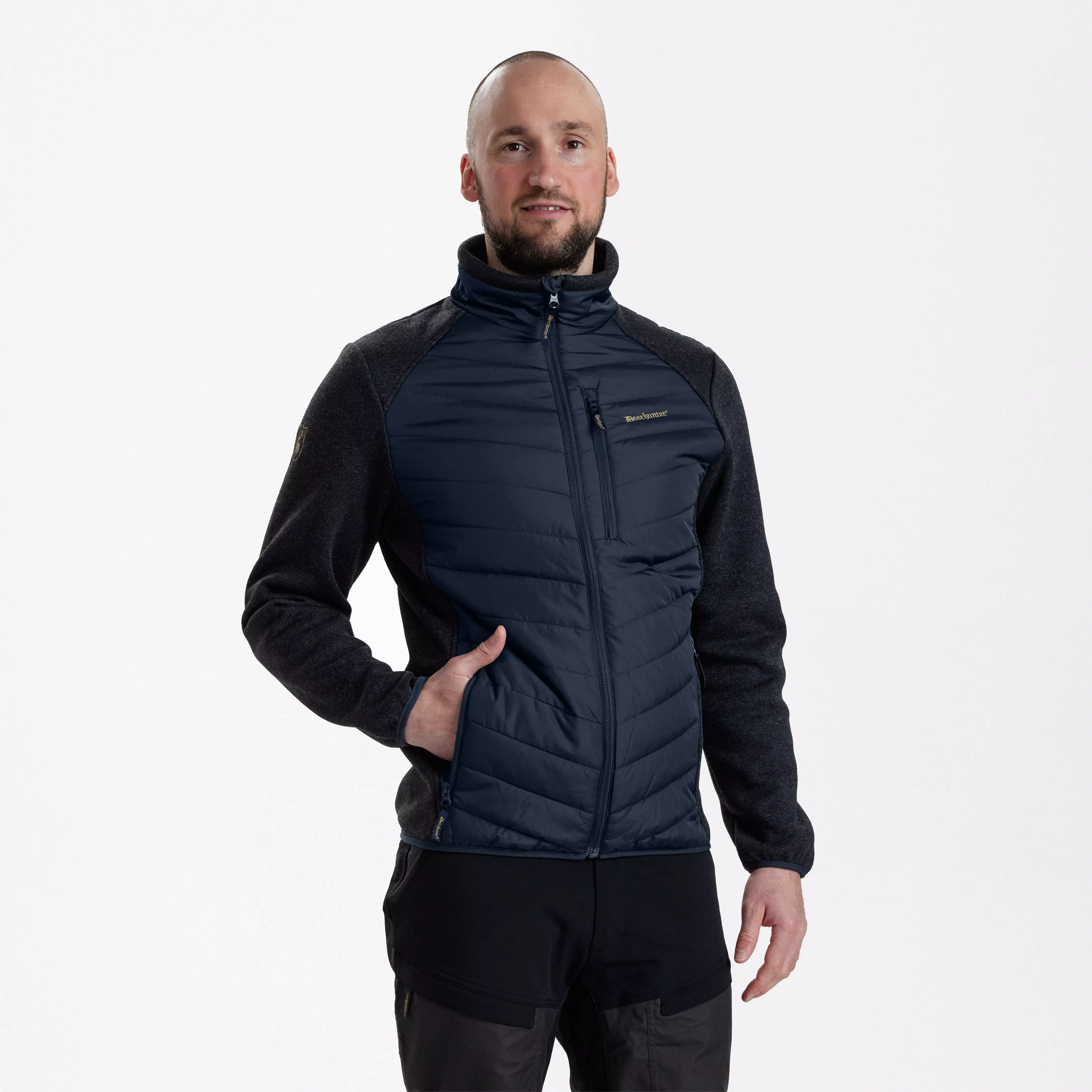 Moor gewatteerde jas met breisel - Dark Blue