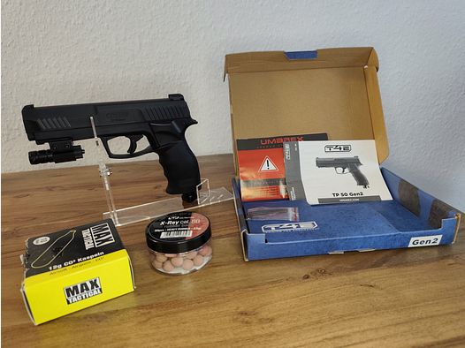 UMAREX TP 50 Gen 2  T4E  + Red Dot + Rubberballs + 10 Gas Kapseln  neuwertig!