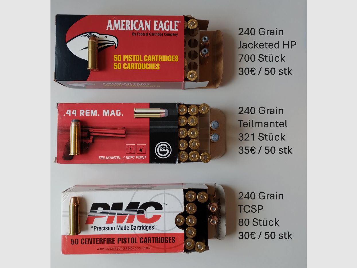 .44 Magnum: Federal, Norma, Geco, Magtech, Magtech, PMC
