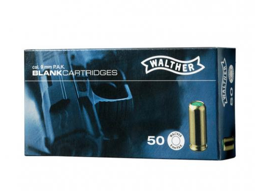 Walther Platzpatronen 9 mm P.A.K. 50 Stück 
                Ausverkauft! Klicken für Alternativen:Victory Pobjeda Platzpatronen 9mm P.A.K.Titan Platzpatronen 9mm P.A.K.Inhalt: 50 Stück