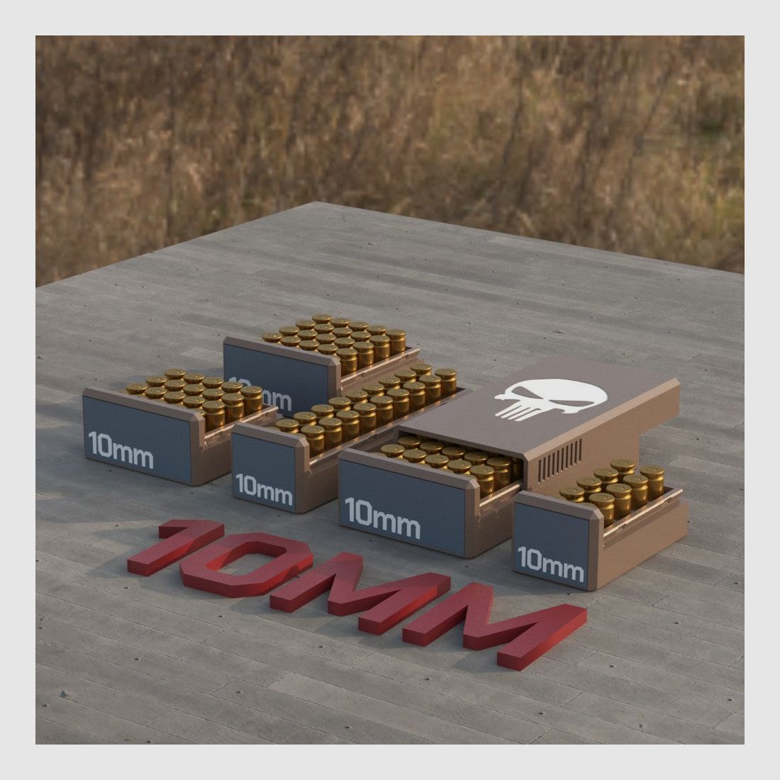 Filamelt skrzynka na amunicję / Ammo 10mm Auto - pudełko na naboje na 50 strzałów, wyprodukowano w Niemczech