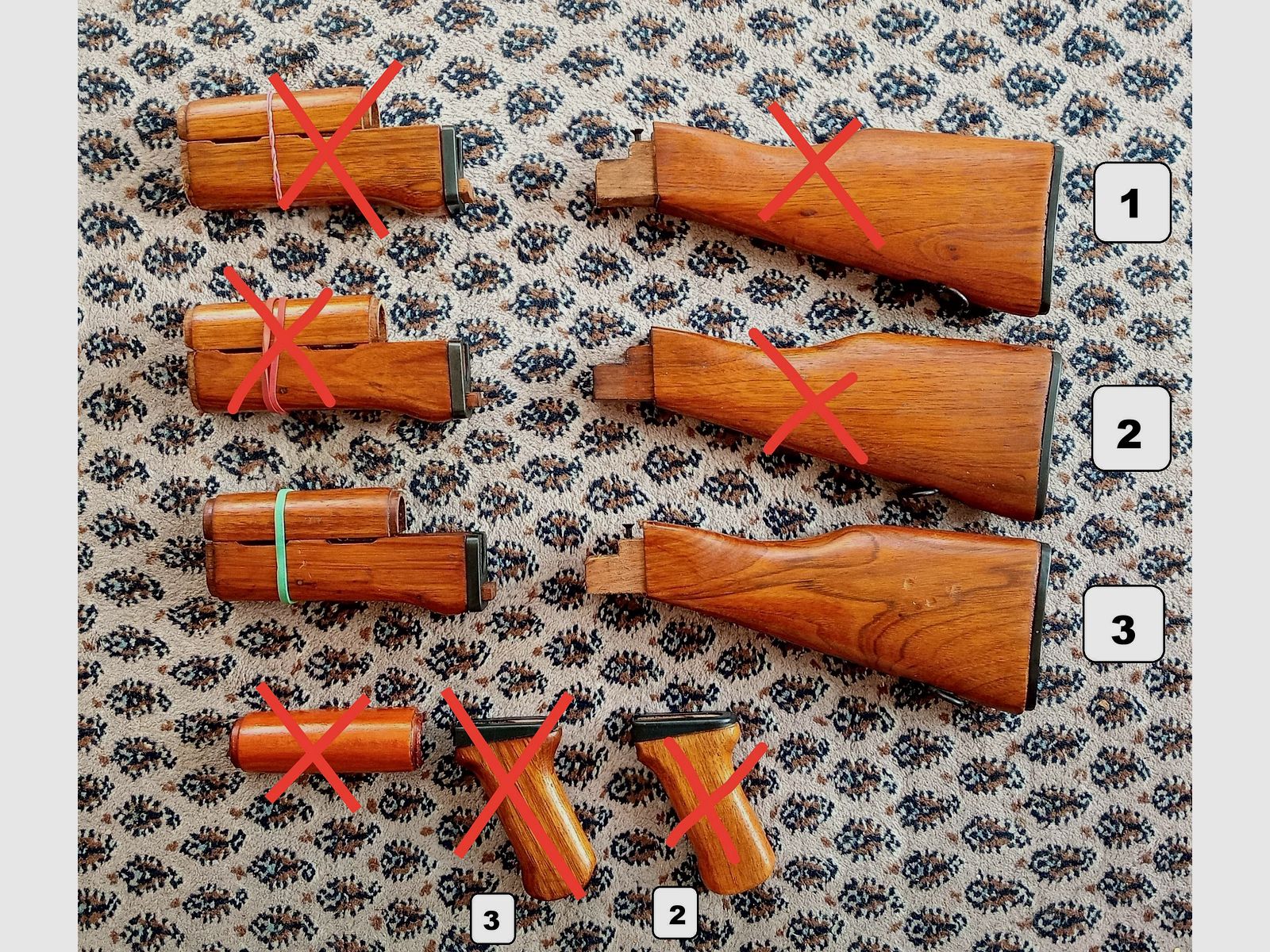 Chinesische Type-56 Schaft-Set aus "Chu-Wood" / Festschaft + Handschutz / Sino AK47  // Norinco SDM Polytech NEDI / Typ 56 
