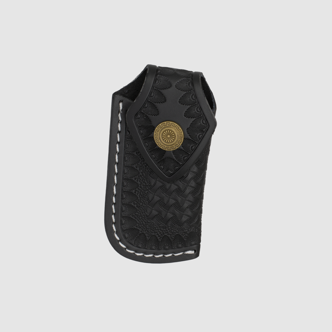 39788-NE – Custodia in pelle nera per coltelli pieghevoli, 12 cm
