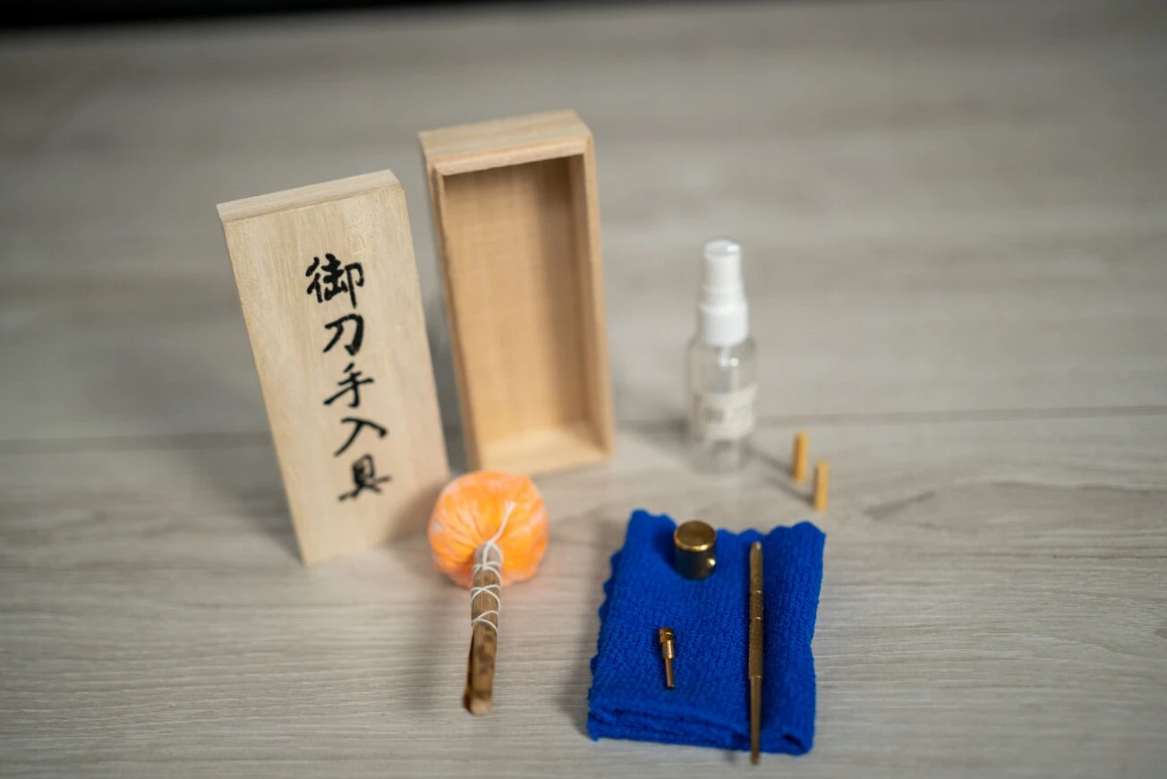 Kit per la manutenzione della katana, spada samurai, con olio da 30 ml