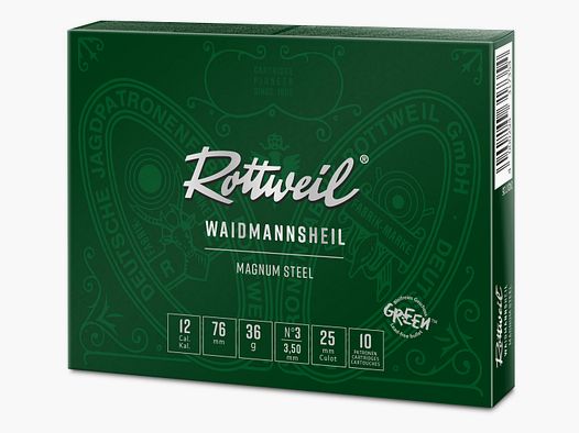 Rottweil Stahlschrotpatronen Waidmannsheil Magnum Steel 12/76 3,5 mm
