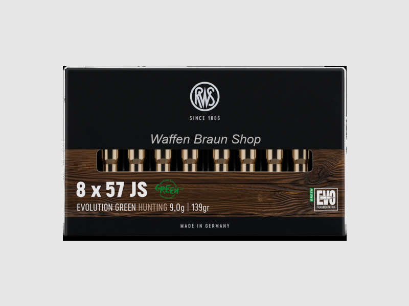 RWS 8x57 JS EVO GREEN 9,0g/139 grain 20 Stück