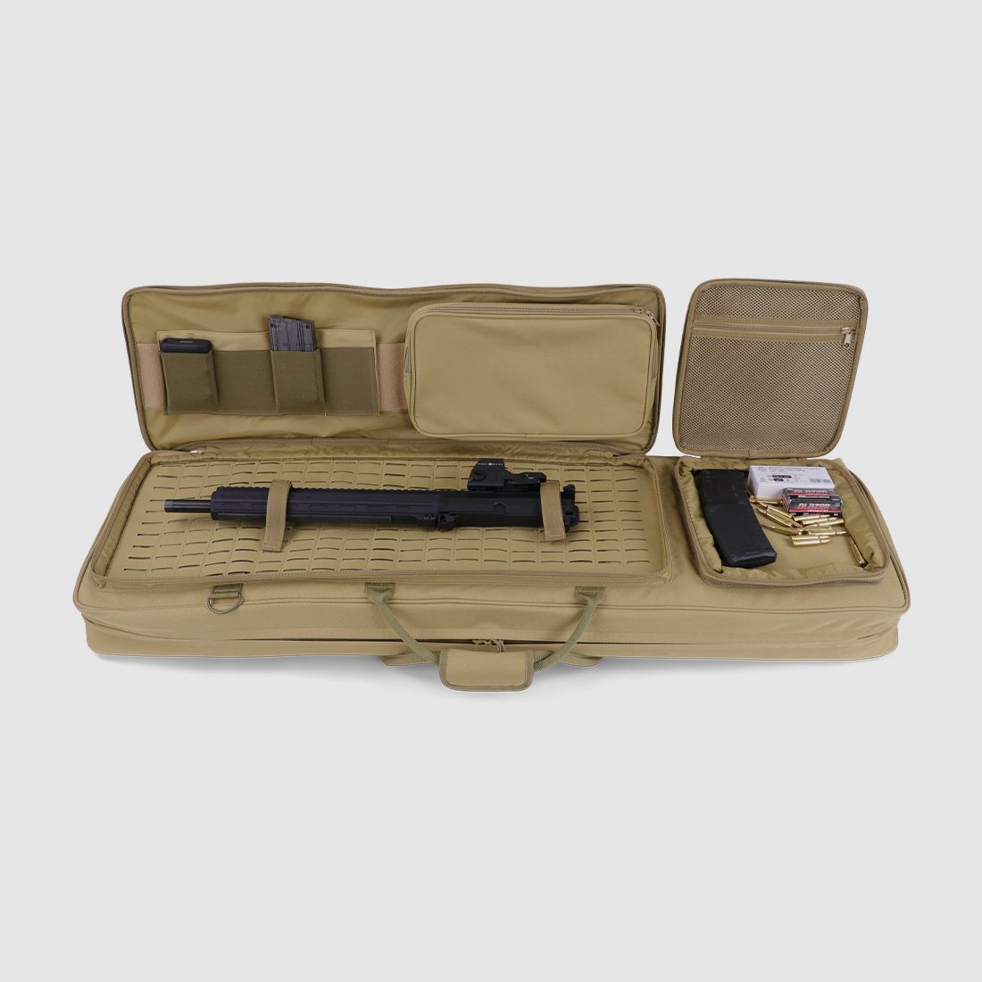 Housses d'armes d'hiver Sac tactique 110 cm – Laser-Cut MOLLE, système de transport de sac à dos, nylon 1000D (Dune)