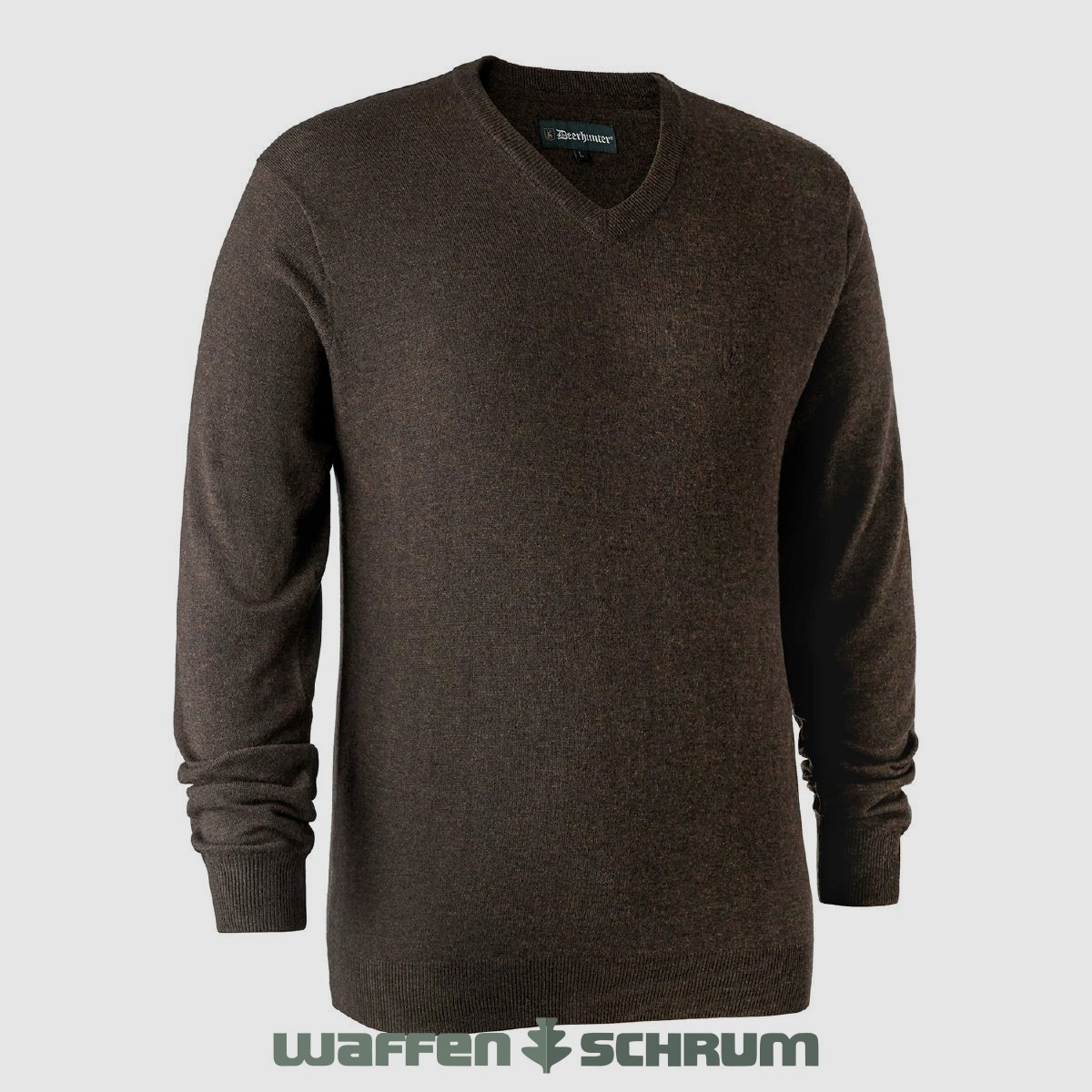Pullover Deerhunter Kingston z dekoltem w serek Dark elm