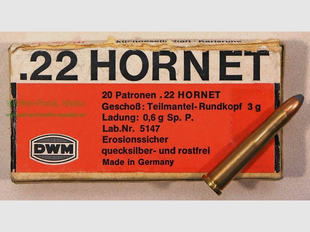 DWM, Karlsruhe Büchsenpatronen .22 Hornet