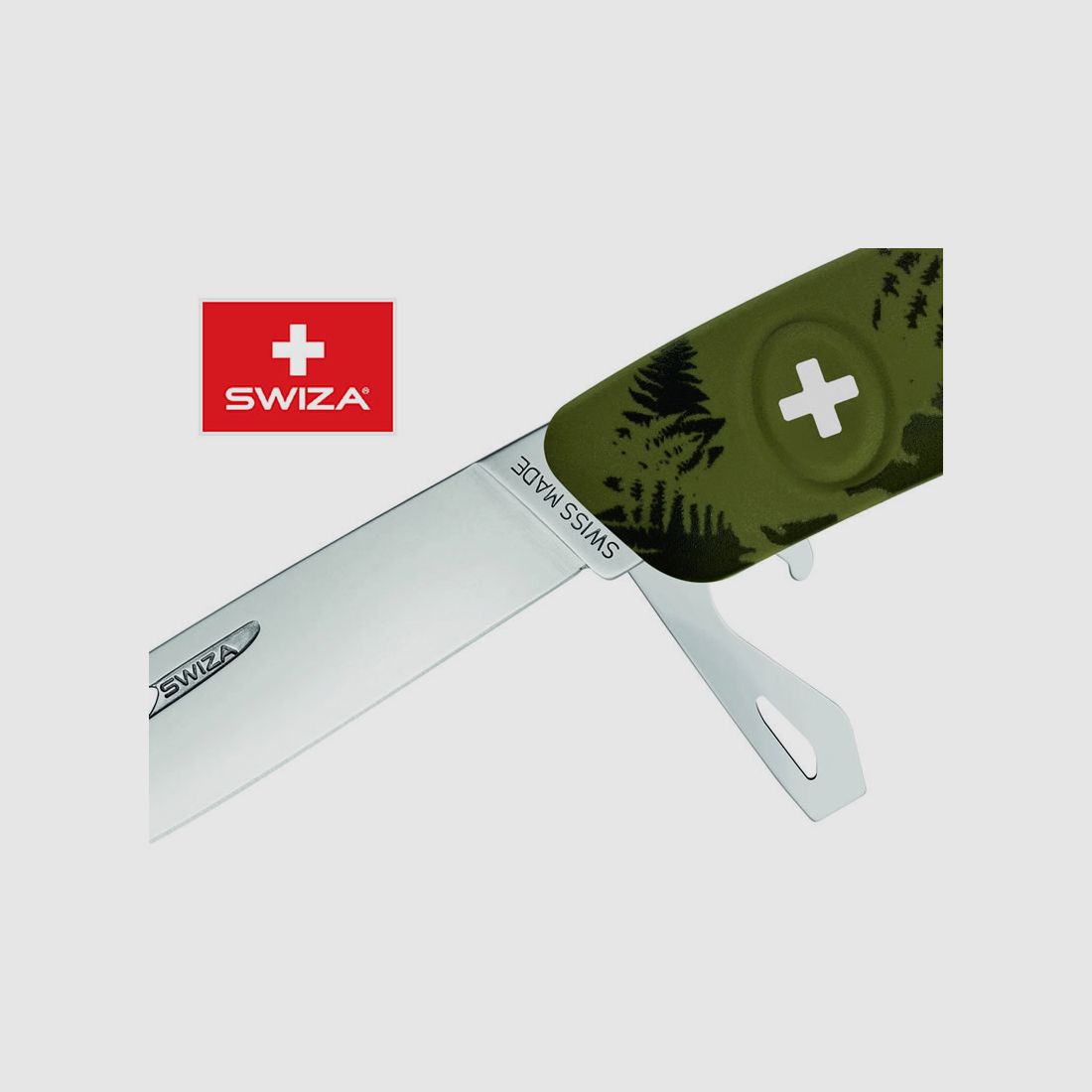 SWIZA Schweizer Messer FILIX D03 CAMO FARN KHAKI, Edelstahl 440, 11 Funktionen, Korkenzieher