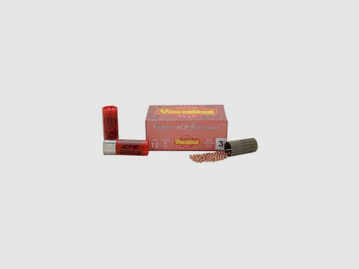 Cartouches Vouzelaud - Copper ACP Greenwad Tube plastique - Cal. 12/67 - VOUZELAUD - Copper ACP Greenwad - 12/67 - n°4, image 1 sur 2
