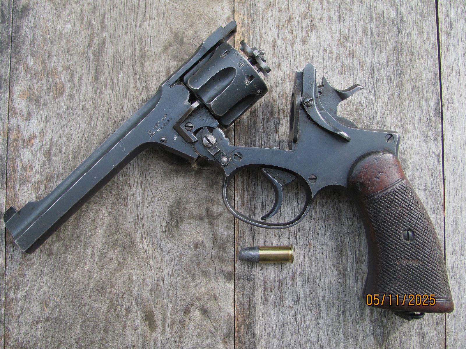 Sammlerstück früher Enfield No.2 Mk 1 Kipplauf Revolver .38 S&W von 1933 SA/DA