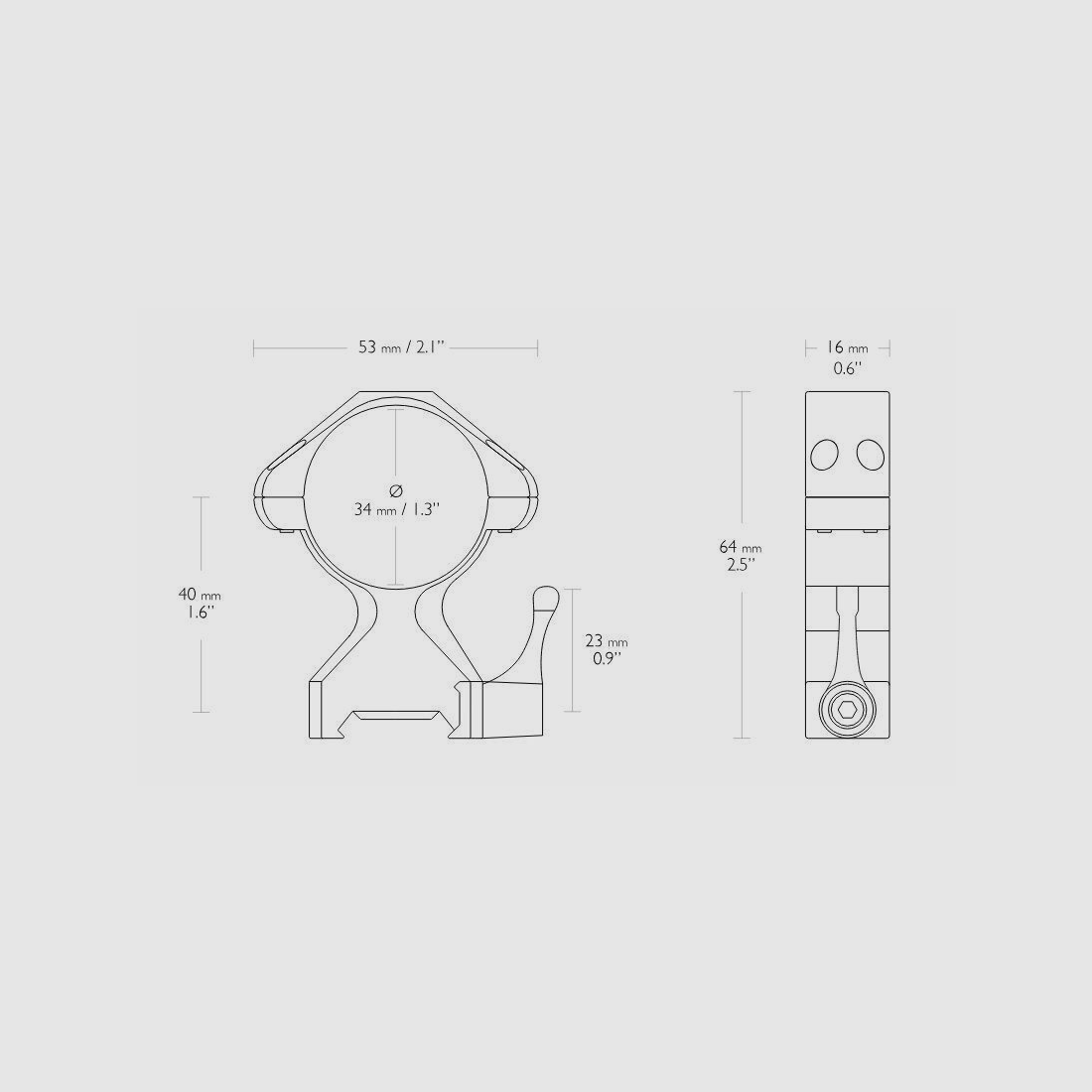 HAWKE 23032 2 pieces ring mounts 34 mm Precision Steel Weaver High Lever