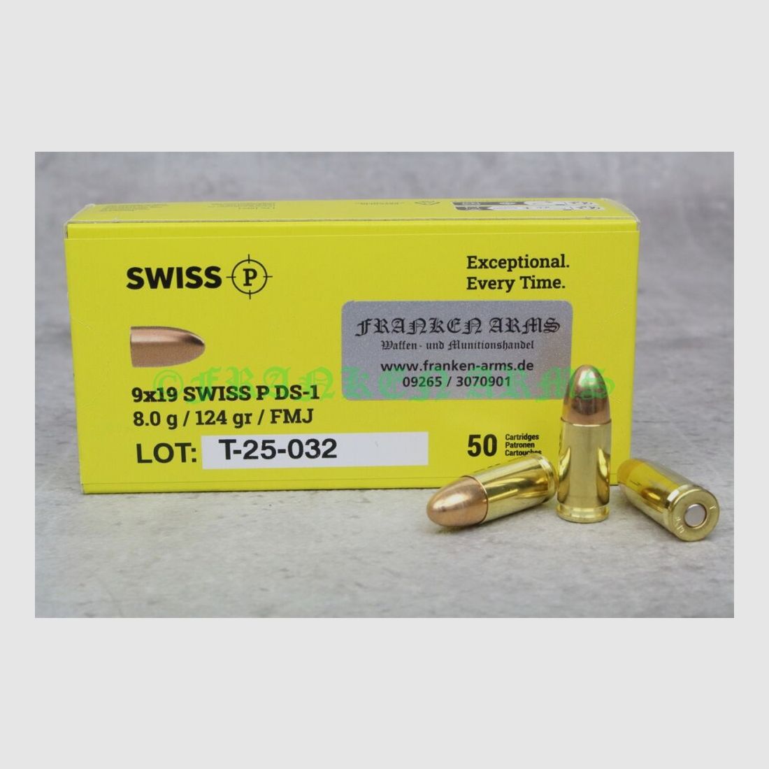 Swiss P 9x19 DS-1 FMJ 124gr. 8,0g 50 Stück Staffelpreise