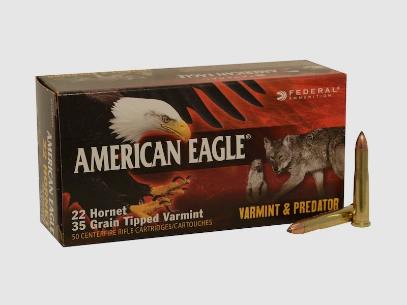 Federal American Eagle Varmint & Predator .22 Hornet 35GR Tipped Varmint 50 Patronen