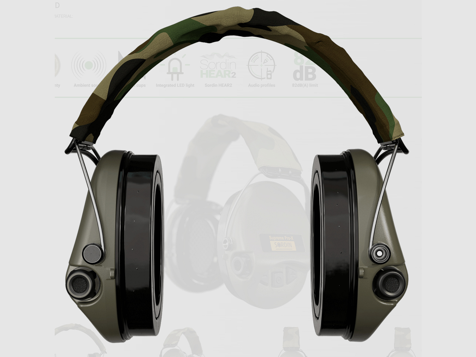 Sordin 75302-X-07-S Protezione auditiva elettronica Supreme Verde Pro X LED Cinturino