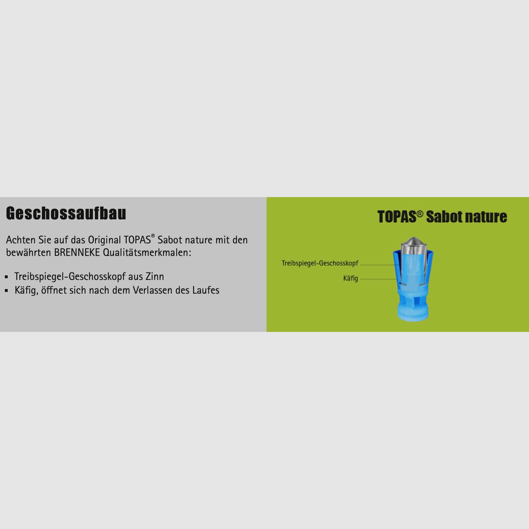 Brenneke 16/70 Topas Sabot Nature 17g/262grs. Bleifrei Flintenlaufgeschoss