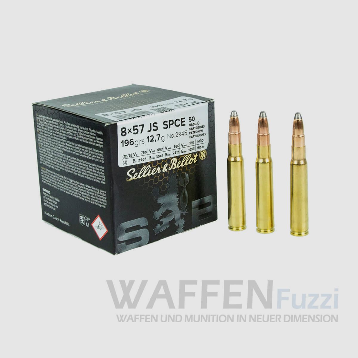 S&B 8x57 IS proiettile parziale 196grs 50 colpi