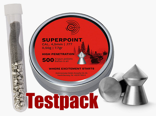 Testpack Spitzkopf Diabolos Geco Superpoint Kaliber 4,5 mm 0,50 g glatt 40 StĂĽck