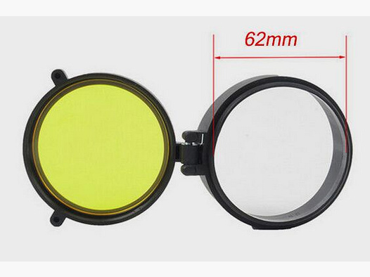 Linsenschutzkappe für Zielfernrohr mit Filter, Flip Up Lens Protector, 62mm Durchmesser