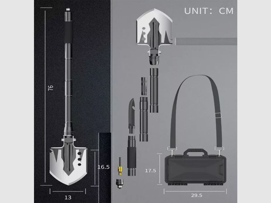 Set di pala tattica per sopravvivenza 13 in 1