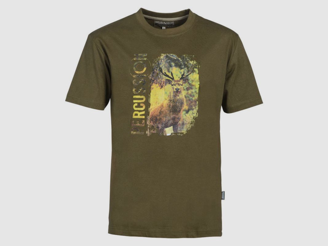 Hert T-shirt 100% katoen 180g/m² ronde hals jacht outdoor, afbeelding 2 van 6