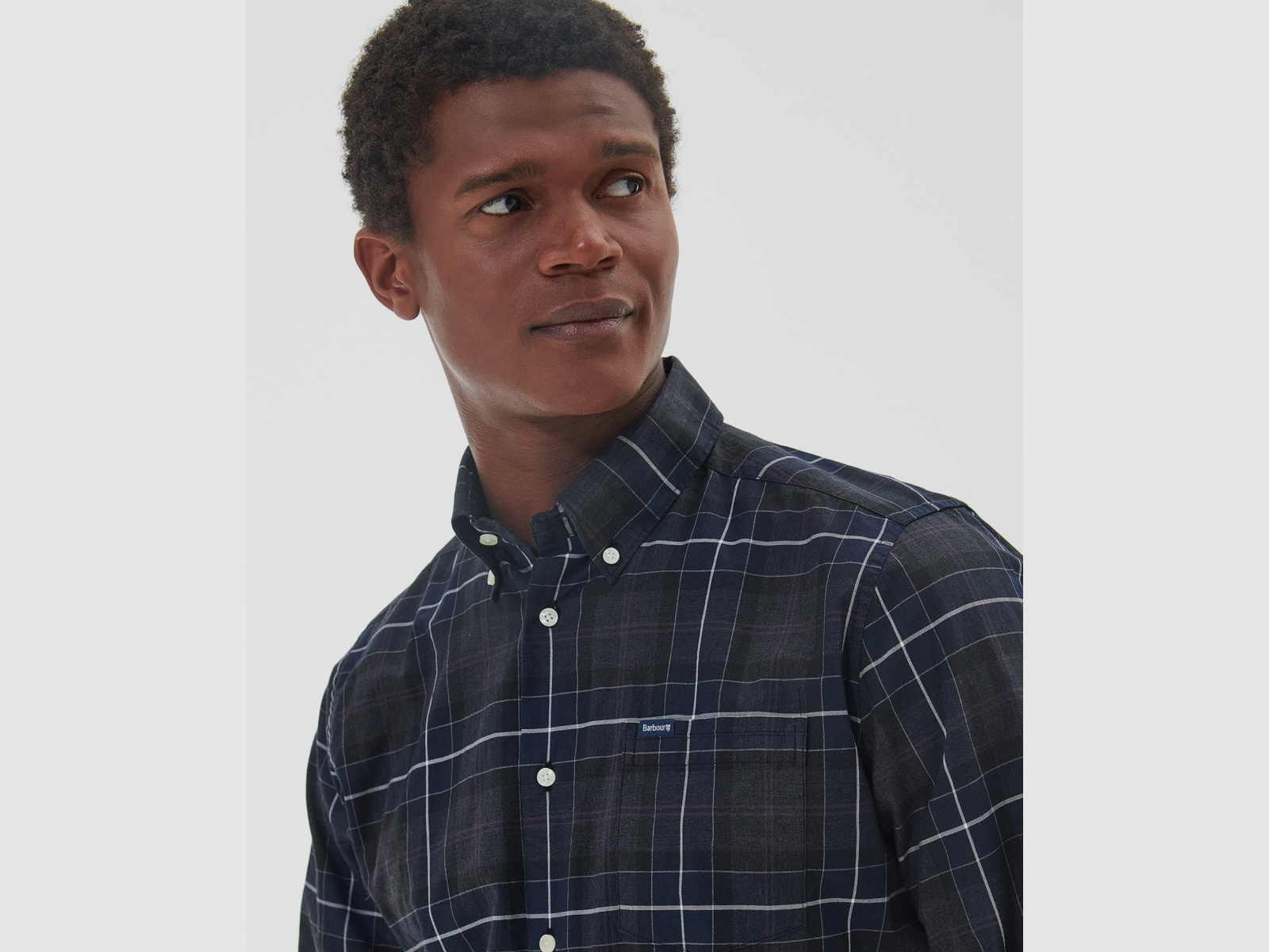 BARBOUR Shirt Wetheram Tailored Classic Black Slate