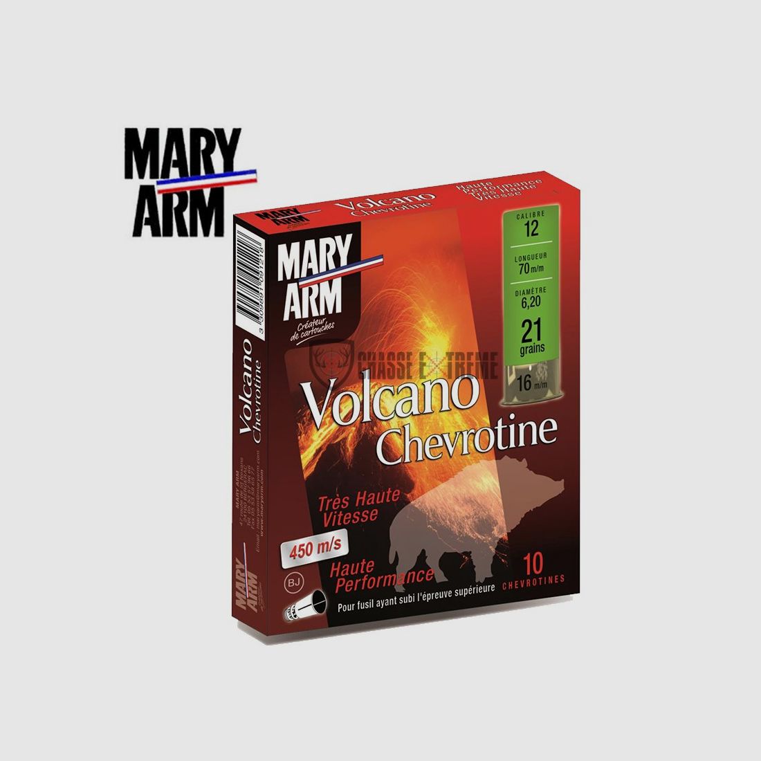 10 Cartucce MARY ARM Volcano Chevrotine Hp 21Gr Cal 12/70