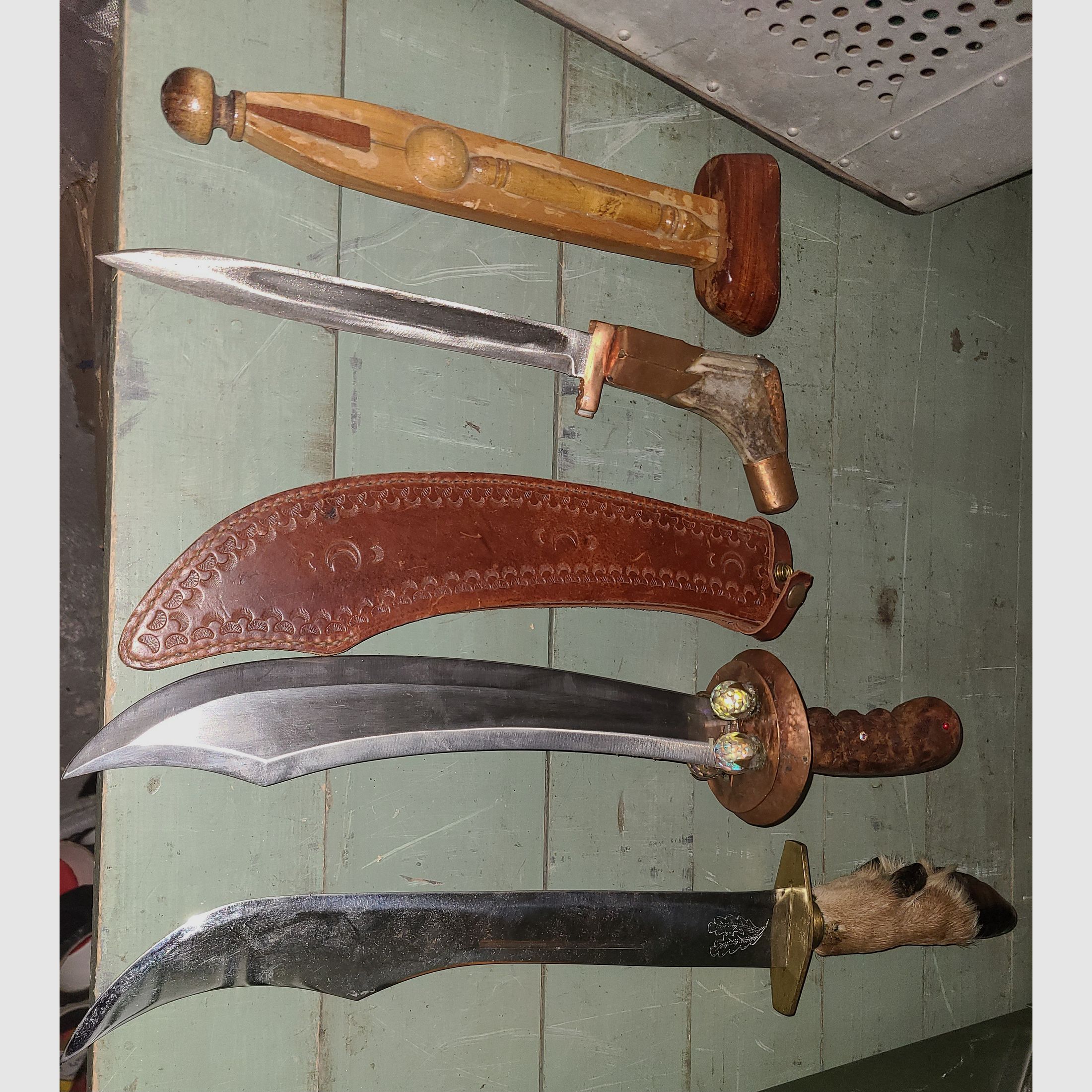 NOŻE KOLEKCJA ROZWIĄZANIE DDR VEB GDR ŁOWY DECO OSTRZA ROGI PORCZYNY MIEDŹ