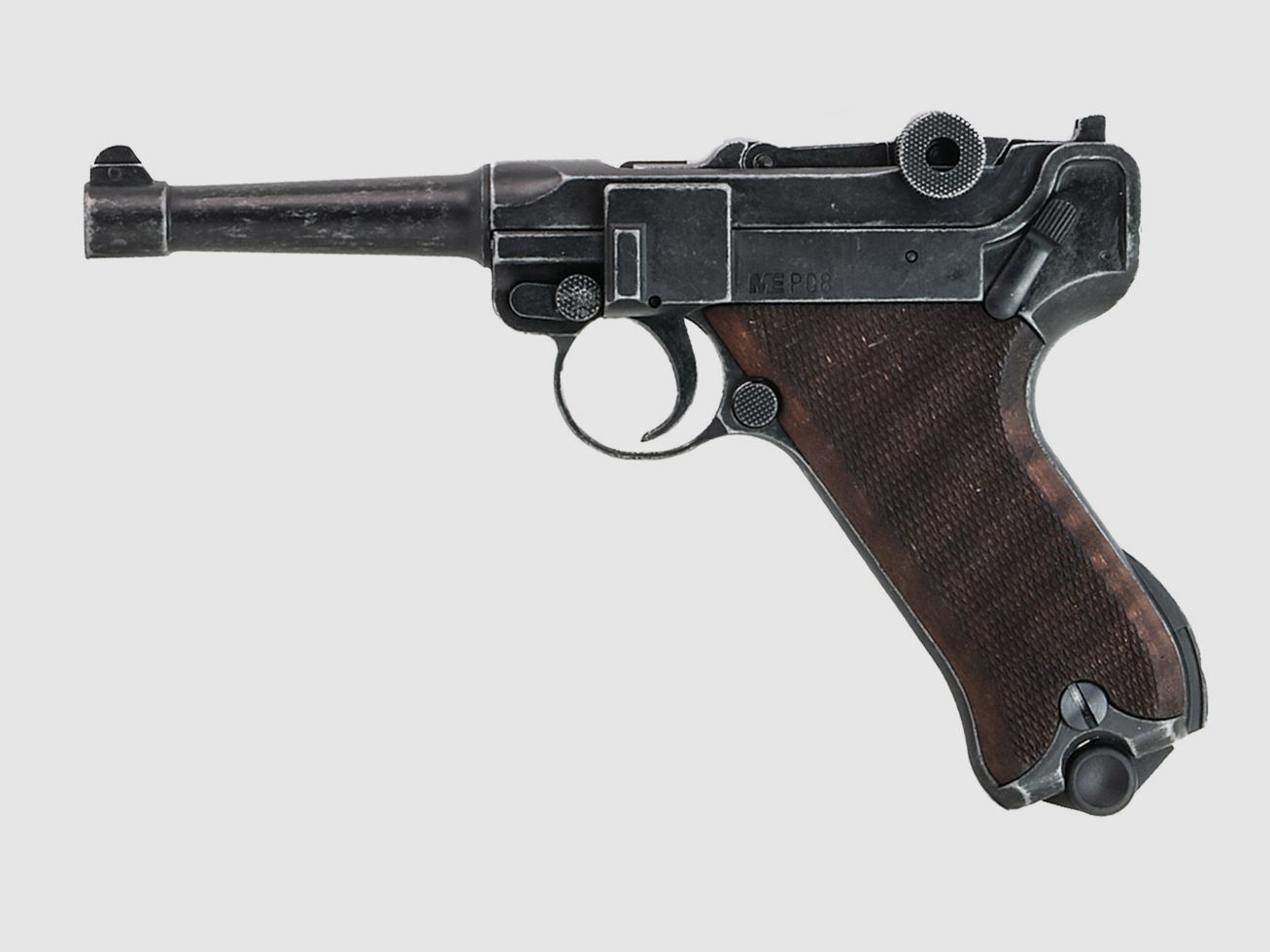 Schreckschuss Pistole Melcher ME P 08 antik look Holzgriff Kaliber 9 mm P.A.K. (P18)